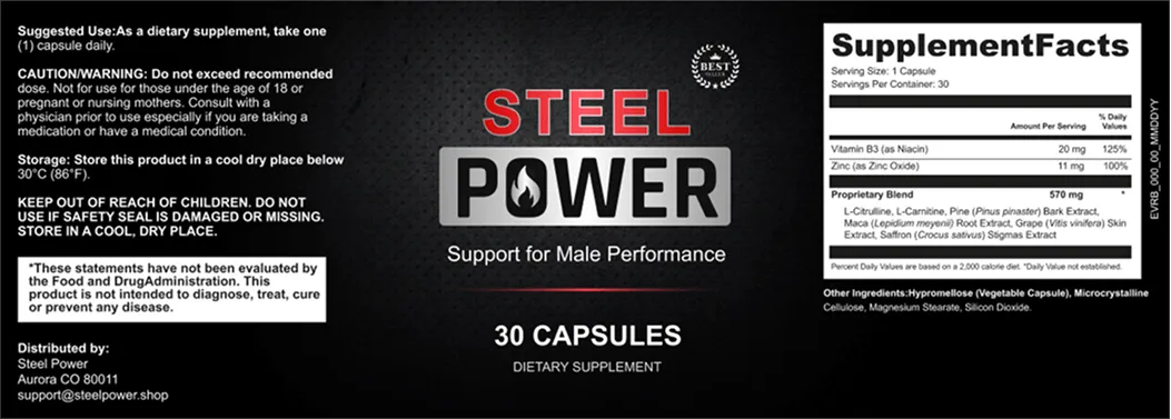 Steel Power ingredients label